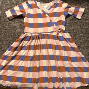 Hanna Andersson plaid light weight cotton dress. 6-7yr.